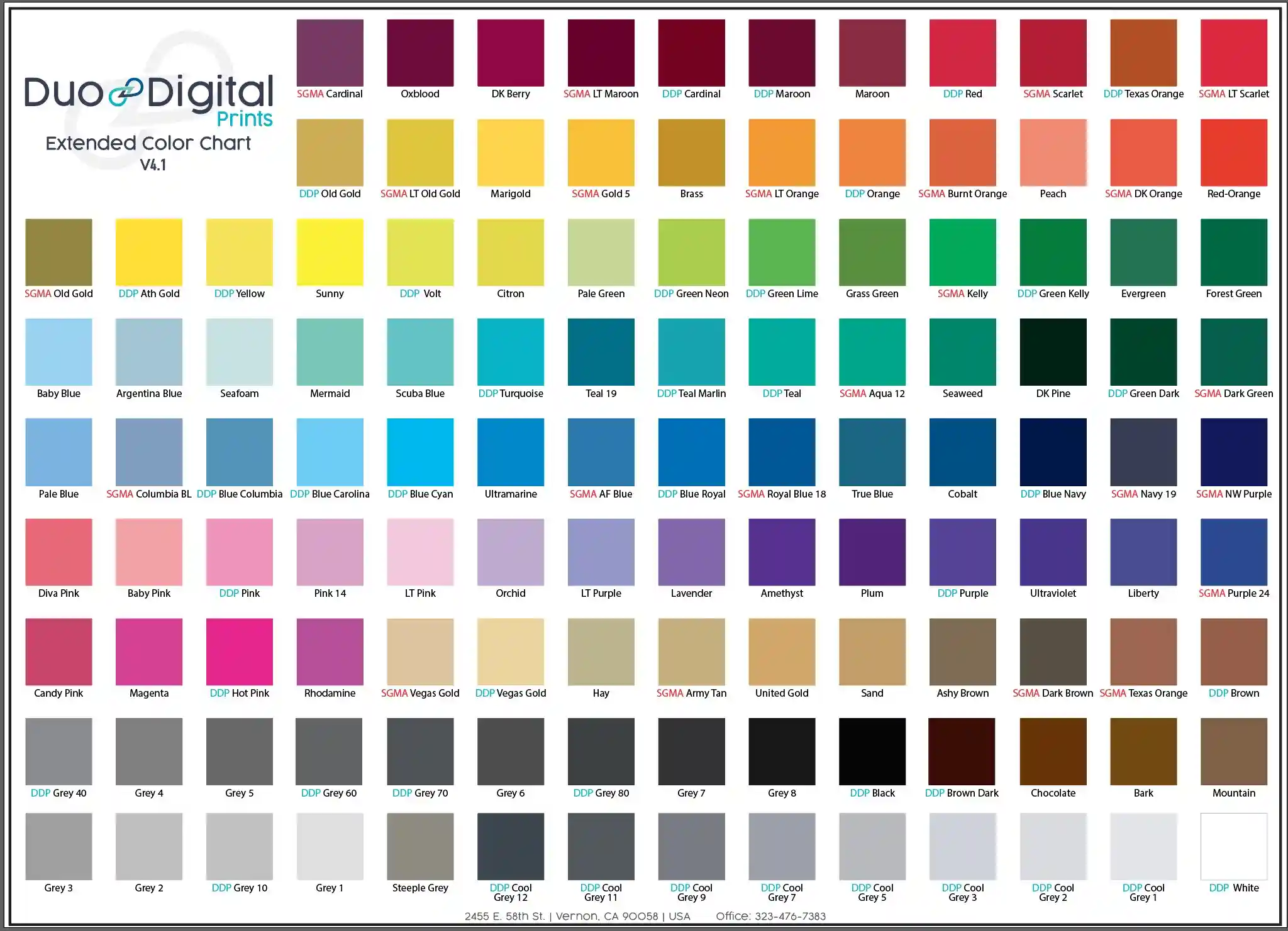 duo digital prints exteneded color charts