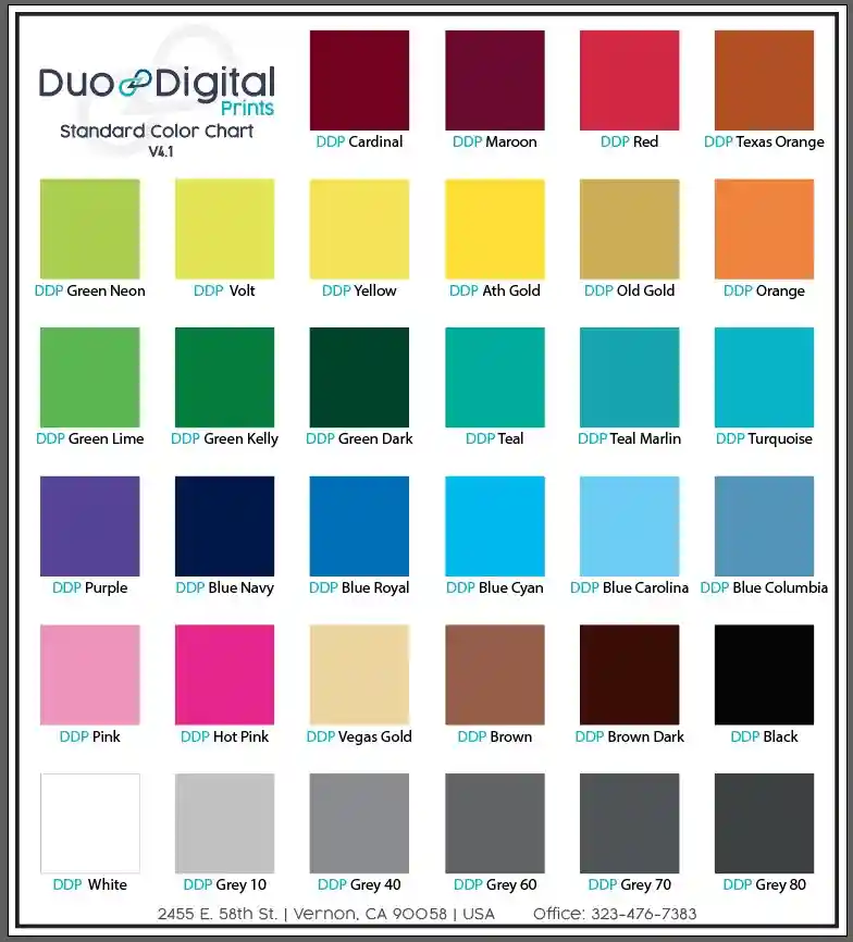 duo digital prints standard color charts